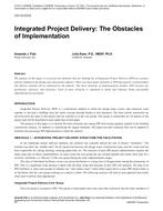 CH-12-C012 — Integrated Project Delivery: The Obstacles of Implementation