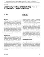 CH-12-036 — Laboratory Testing of Saddle-Tap Tees to Determine Loss Coefficients