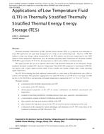 CH-12-C063 — Applications of Low Temperature Fluid (LTF) in Thermally Stratified Thermally Stratified Thermal Energy Energy Storage (TES)