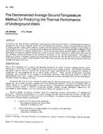 DC-2762 — The Decremented Average Ground-Temperature Method for Predicting the Thermal Performance of Underground Walls