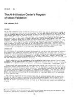 DC-83-03-1 — The Air Infiltration CenterÃ¢Â€Â™s Program of Model Validation