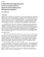 HO-2671 — A New Absorber Heat Recovery Cycle to Improve COP of Aqua-Ammonia Absorption Refrigeration System