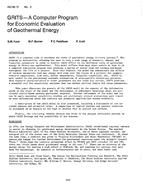 HO-82-15-3 — GRITS–A Computer Program for Economic Evaluation of Geothermal Energy