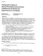 HO-2672 — Transpiration Rates of Stored Perishable Commodities: A Mathematical Model and Experiments on Tomatoes