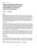 TO-82-04-1 — Design and Operating Experience of the Pagosa Springs, Colorado, Geothermal District Heating and Distribution System