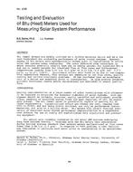 TO-2725 — Testing and Evaluation of Btu (Heat) Meters Used for Measuring Solar System Performance