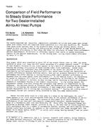 TO-82-08-1 — Comparison of Field Performance to Steady State Performance for Two Dealer-lnstalled Air-to-Air Heat Pumps