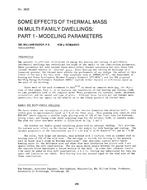 CH-2629 — Some Effects of Thermal Mass in Multi-Family Dwellings: Part 1–Modeling Parameters