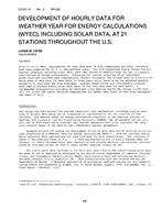 CH-81-12-2 (RP-239) — Development of Hourly Data for Weather Year for Energy Calculations (WYEC), Including Solar Data, at 21 Stations Throughout the U.S.