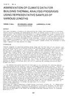 CH-81-12-4 — Abbreviation of Climate Data for Building Thermal Analysis Programs Using Representative Samples of Various Lengths