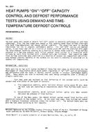 CH-2634 — Heat Pumps "On"-"Off" Capacity Control and Defrost Performance Tests Using Demand and Time-Temperature Defrost Controls