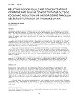 CH-2618 — Relating Indoor Pollutant Concentrations of Ozone and Sulfur Dioxide to Those Outside: Economic Reduction of Indoor Ozone through Selective Filtration of the Make-up Air