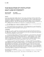 CH-2625 — The Reduction of Ventilation Heat Loss by Porosity