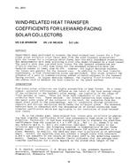 CH-2614 — Wind-Related Heat Transfer Coefficients for Leeward-Facing Solar Collectors