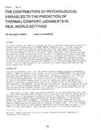 CH-81-05-5 — The Contribution of Psychological Variables to the Prediction of Thermal Comfort Judgments in Real World Settings