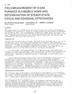 LA-2581 — Field Measurement of a Gas Furnace in a Mobile Home and Determination of Steady-State, Cyclic and Seasonal Efficiencies