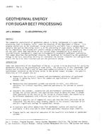 LA-80-06-2 — Geothermal Energy for Sugar Beet Processing