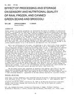 CI-2635 — Effect of Processing and Storage on Sensory and Nutritional Quality of Raw, Frozen, and Canned Green Beans and Broccoli