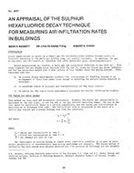 CI-2657 — An Appraisal of the Sulphur Hexafluoride Decay Technique for Measuring Air Infiltration Rates in Buildings