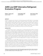 AHRI Low-GWP Alternative Refrigerant Evaluation Program