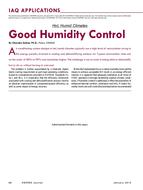 IAQ Applications: Good Humidity Control: Hot, Humid Climates