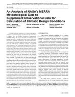 DE-13-018 — An Analysis of NASA's MERRA Meteorological Data to Supplement Observational Data for Calculation of Climatic Design Conditions