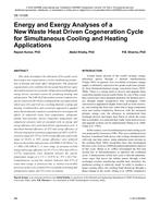 DE-13-026 — Energy and Exergy Analyses of a New Waste Heat Driven Cogeneration Cycle for Simultaneous Cooling and Heating Applications