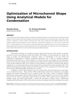 AT-19-C038 — Optimization of Microchannel Shape Using Analytical Models for Condensation