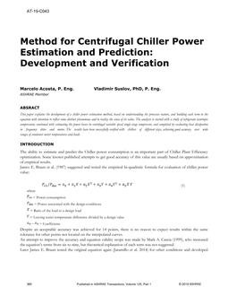 AT-19-C043 — Method for Centrifugal Chiller Power Estimation and Prediction: Development and Verification