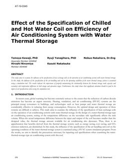 AT-19-C045 — Effect of the Specification of Chilled and Hot Water Coil on Efficiency of Air Conditioning System with Water Thermal Storage