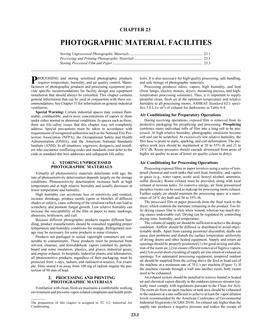 A23 — Photographic Material Facilities (SI)