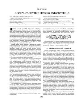 A65 — Occupant-Centric Sensing and Controls (SI)