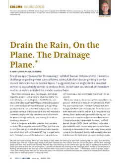 Building Sciences: Drain the Rain, On the Plane. The Drainage Plane.