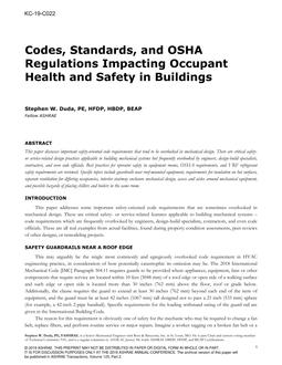 KC-19-C022 — Codes, Standards, and OSHA Regulations Impacting Occupant Health and Safety in Buildings