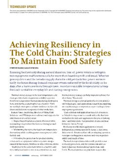 Achieving Resiliency in the Cold Chain: Strategies to Maintain Food Safety