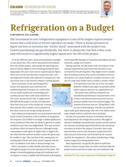 Refrigeration Applications: Refrigeration on a Budget