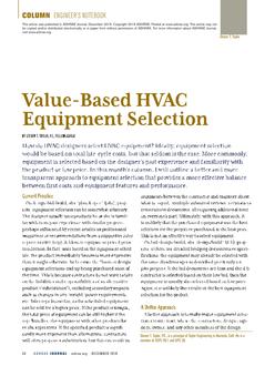 Engineer's Notebook: Value-Based HVAC Equipment Selection