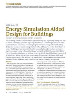 ASHRAE Standard 209: Energy Simulation Aided Design for Buildings