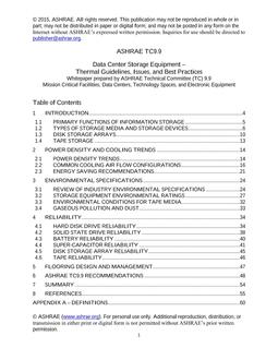 White Paper for Data Center Storage Equipment – Thermal Guidelines, Issues, and Best Practices