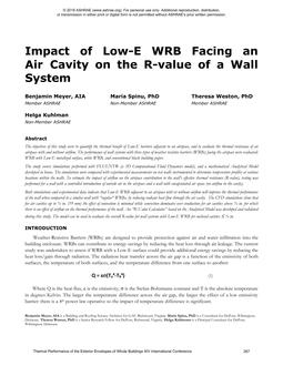 Impact of Low-E WRB Facing an Air Cavity on the R-value of a Wall System