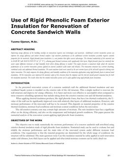 Use of Rigid Phenolic Foam Exterior Insulation for Renovation of Concrete Sandwich Walls