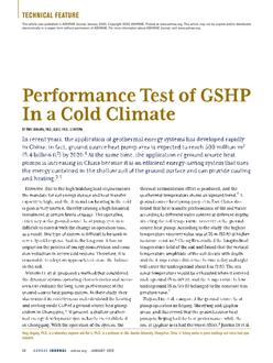 Performance Test of GSHP in a Cold Climate