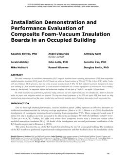 Installation Demonstration and Performance Evaluation of Composite Foam-Vacuum Insulation Boards in an Occupied Building