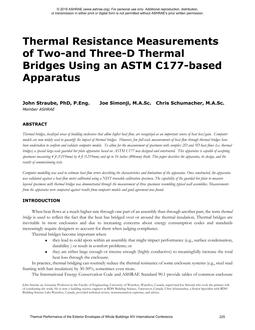 Thermal Resistance Measurements of Two-and Three-D Thermal Bridges Using an ASTM C177-based Apparatus