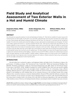 Field Study and Analytical Assessment of Two Exterior Walls in a Hot and Humid Climate