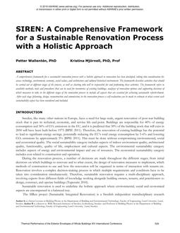 SIREN: A Comprehensive Framework for a Sustainable Renovation Process with a Holistic Approach