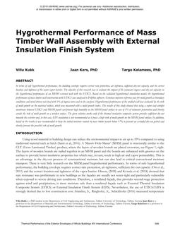 Hygrothermal Performance of Mass Timber Wall Assembly with External Insulation Finish System