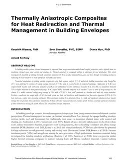 Thermally Anisotropic Composites for Heat Redirection and Thermal Management in Building Envelopes