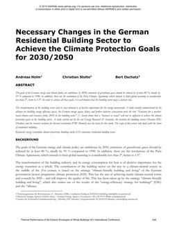 Necessary Changes in the German Residential Building Sector to Achieve the Climate Protection Goals for 2030/2050