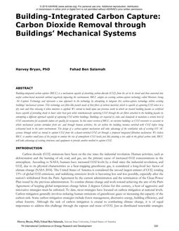 Building-Integrated Carbon Capture: Carbon Dioxide Removal through Buildings' Mechanical Systems